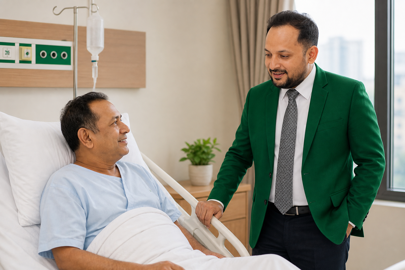 Farazy Hospital care team member checking on a patient